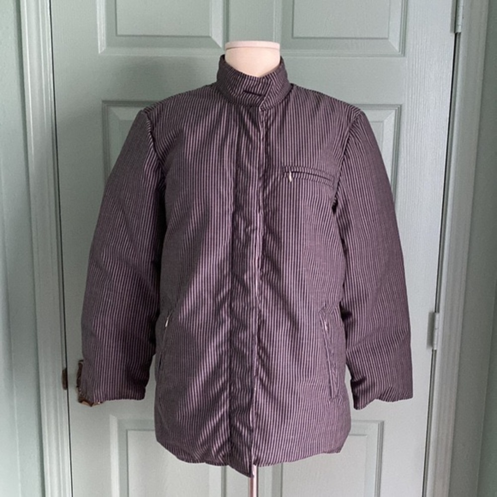 Bill Blass Black and White Striped Puffer Jacket